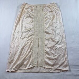 Vintage Diane Von Furstenberg Slip Skirt‎ Small Off White Lace Slit Made in USA